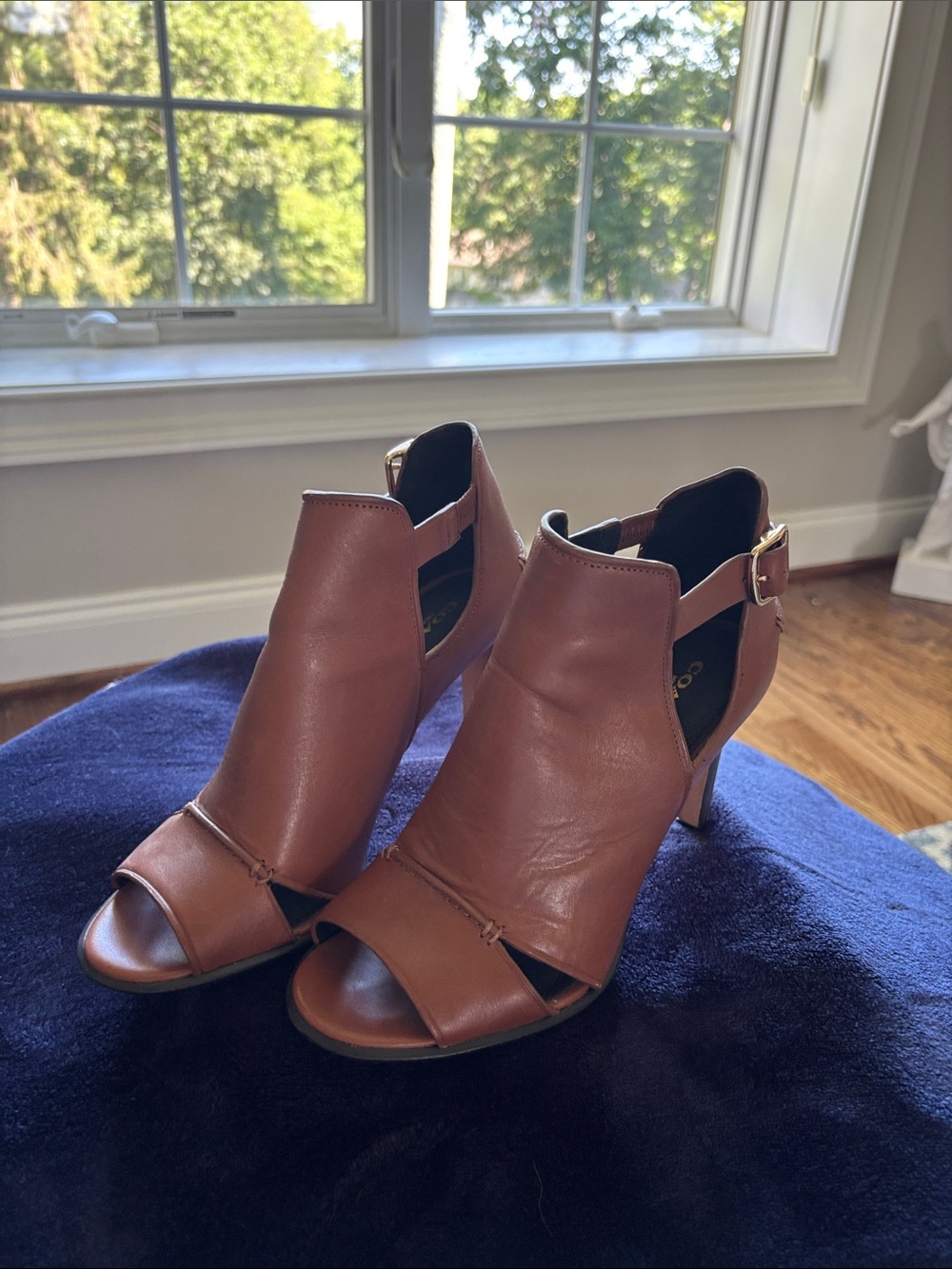 Coach Tan Brown Open-Toe Ankle-Heel Sandals